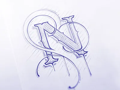 Blue Pen Sketch calligraphy classic drawing hand crafted hand lettering lettering letters ornamental sketch type typography