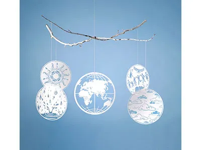 Rainforest Mobile clouds globe illustration mobile natural nature paper papercut papercutting rain sun world