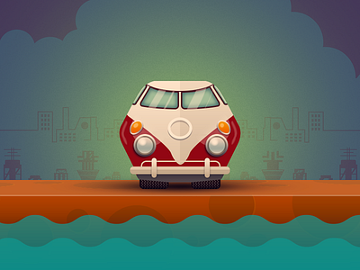 Hippy with in android game icon ios van vector volks wagon