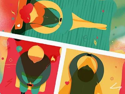 Love in the time of FOMO colorful dating design digital graphic illustration loud online phones saturated