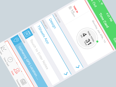 Timecard Screen flat ios ios7 iphone mobile time time tracking
