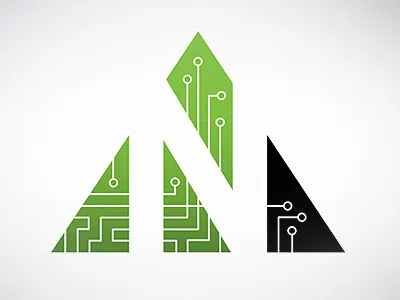 Data North Brandmark Template circuit circuit board computer data green letter n mountain n north server tech technology