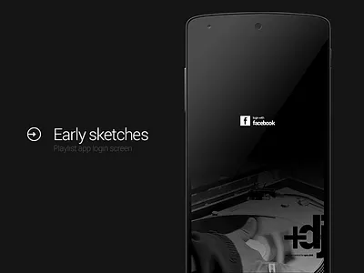 Login screen for the playlist app app dark design facebook login minimal ui