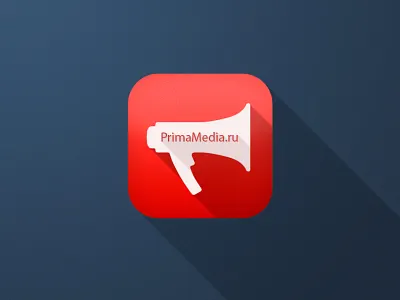 PrimaMedia.ru clean flat icon ios logo minimalist primamedia red shadow simple