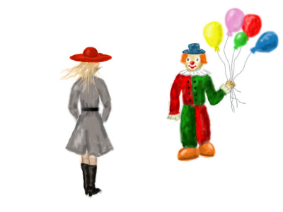 Date autumn baloon clown color date girl image interest strange