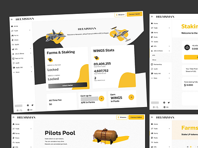 Helmsman: DeFi platform blockchain bright color cryptocurrency defi design digital wallet farms finance platform illustration landing page modern design staking tokens ui user experience ux ux design uxui design visual design wings