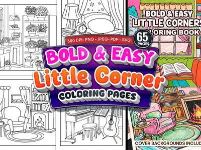 Bold and Easy Cozy Little Corner Coloring Pages cozy living spaces coloring book