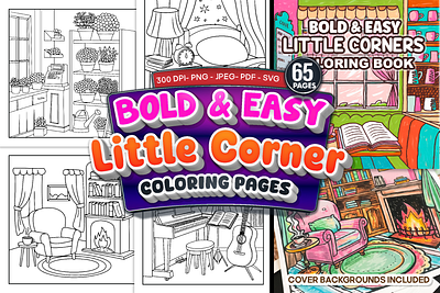 Bold and Easy Cozy Little Corner Coloring Pages cozy living spaces coloring book