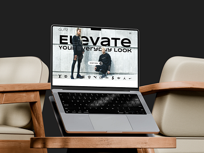 Glitz - Elegant Luxury Fashion Store Modern Landing Page Design black and white bold clothing design fashion landing page minimalist ui web design website design