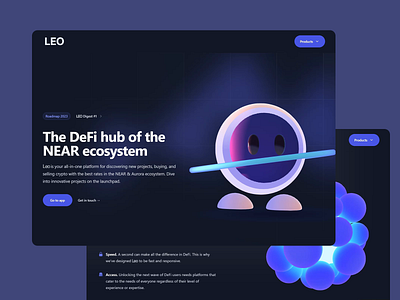 LEO - DeFi platform animation bloclchain crypto defi design hero animation illustration ineteractive design interface interface design landing page organic movement ui ui design user experience ux design uxui web design web ui web ux