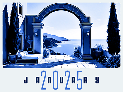 January 2025 2025 2d artwork challenge design dribbble illustration january landscape view