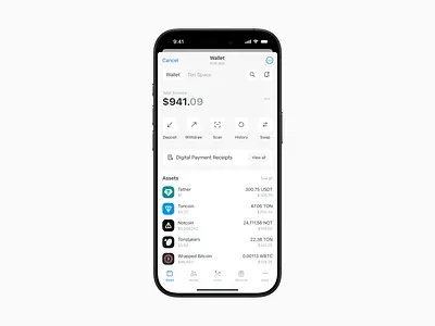 Contest Redesign Wallet Telegram Mini App app balance blockchain clean ui crypto defi finance fintech ios light mode mini app minimal design mobile payments telegram transaction ui ux wallet web3