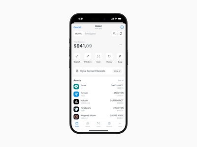 Contest Redesign Wallet Telegram Mini App app balance blockchain clean ui crypto defi finance fintech ios light mode mini app minimal design mobile payments telegram transaction ui ux wallet web3