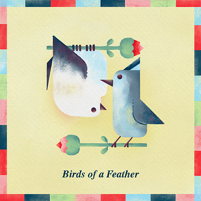 Birds of a Feather album art billie eilish birds design flowers geometric illustration love painting quilt texture vector