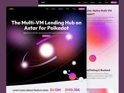 SADO Finance Platform abstract shapes blockchain bright mode buyback data visualization defi design digital design finance platform intuitive design lending light staking ui ui design ux uxui visually appealing web ui web ux