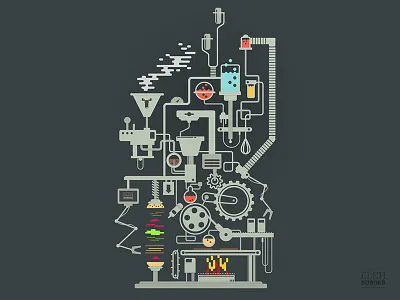 Elch Burger Machine burger clean editorial elch fastfood flat illustration machine modern rounded vector