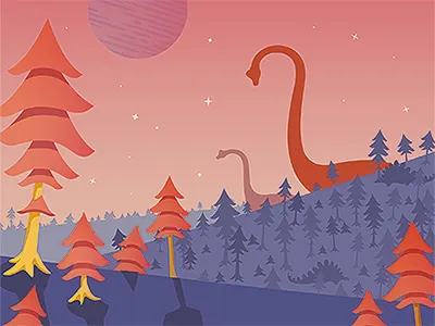 Jurassic dino dinosaur illustration jurassic lasseundbosse park planet space tree vector wood woods