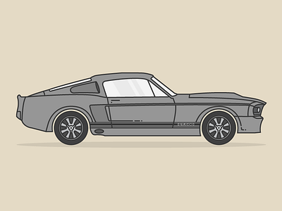 Shelby GT500 "Eleanor" block car colour illustration line line art simple