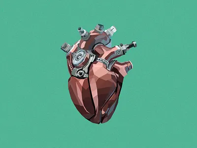 Mechanical Heart flat heart low poly mechanical
