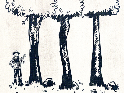 TALL TALL TREES "TTT Mike" banjo design illustration tall tall trees