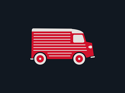 Little Citroen H Van coffee flat food truck icon illustration logo new orleans typography