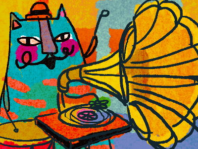 cool cat cat illustration music