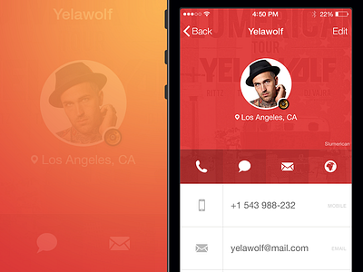 Profile Page contact info ios music profile profile page rap red
