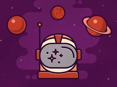 Space Haze.. astronaut dust flat helmet icon illustration planets smoke space stars