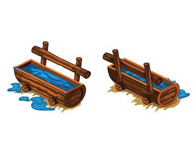 Game Art / Trough 2d decoration design farm game illustration isometric ranch trough vector wooden