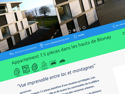 Detail page close-up navigation real estate responsive slider ui ux website