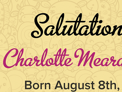 Salutations! announcement baby card postcard script