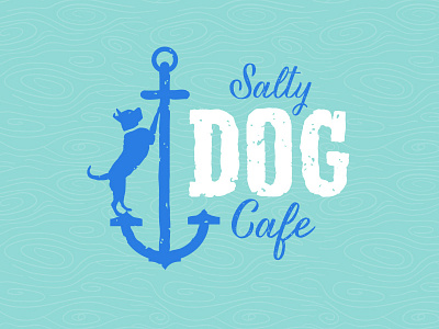 Salty Dog Cafe anchor aqua blue cafe dog hollingsworth logo nautical six14 typography worn