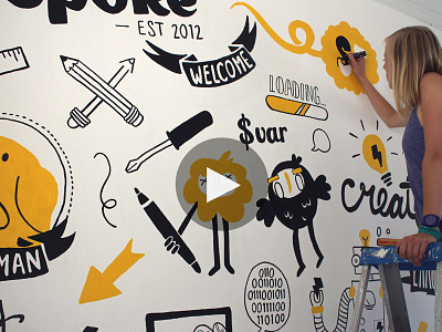 Mural Wepoke california molotow monster mural office posca robot san francisco startup timelapse video wall