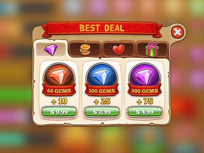 Store Popup button deal game gems gui popup psd store ui