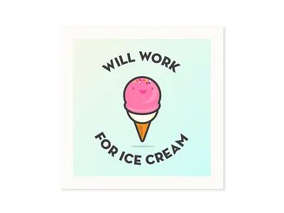 Will work for cute ice cream illustration kawaii pastels vector