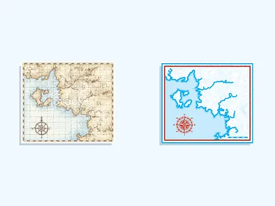 Before & After compass cyan explore icon map navigation topography