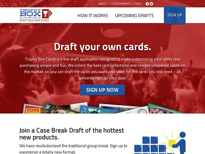 Sports Cards Fantasy Draft marketing site baseball cards cards draft fantasy landing page marketing site sports web website