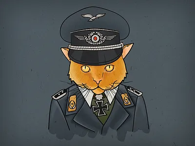 Luftwaffe Kater cat drawing german illustration suit