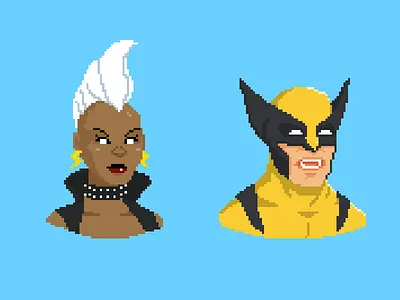 Pixel Storm & Wolverine 8bit hero icon illustration people pixel punk retro storm videogames wolverine xmen