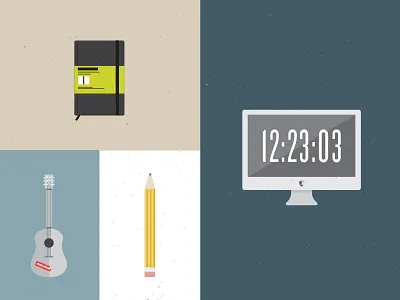 Tools of the Trade computer fade flat guitar icons illos illustration mac moleskine pencil simple tools