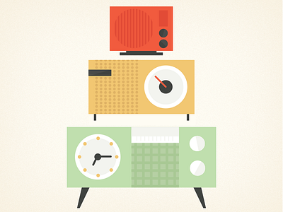 clock tower! clock radio clocks gold mint modern radio red retro time