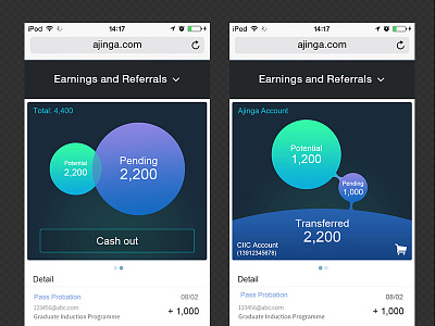 Referral program blue interface mobile point ui ux web