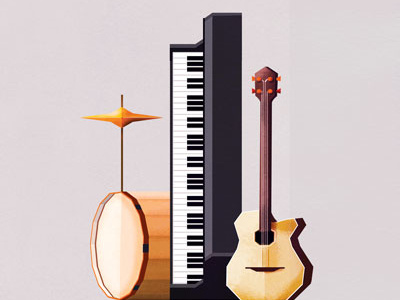 jazz bass color illustration music piano sound yellow
