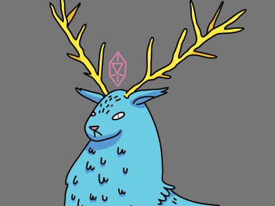 Magical Hairy Stag in Color animal color crystal illustration magic stag