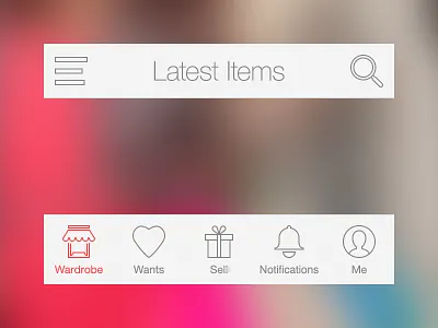 Tab Bar for ZEBRAMO app bell clean heart icon list magnifier menu notifications profile store tab bar