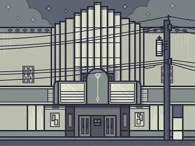 Variety Playhouse architecture building illustration line print vector venue