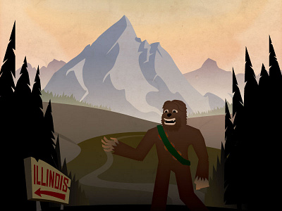Chewsquatch bigfoot chewbacca illustration landscape mountain music festival sasquatch