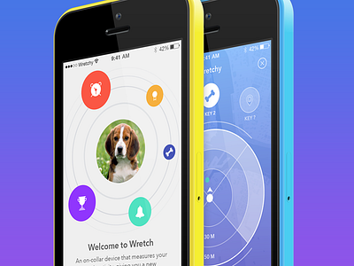 Wretchy 8 bluetooth collar dog ios radar ui ux