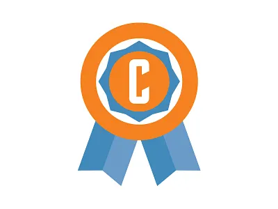 Award Recipient award blue icon orange recipient ribbon vector