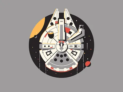 Less Than Twelve Parsecs dan kuhlken dkng icon millennium falcon nathan goldman space spaceship stars starwars vector